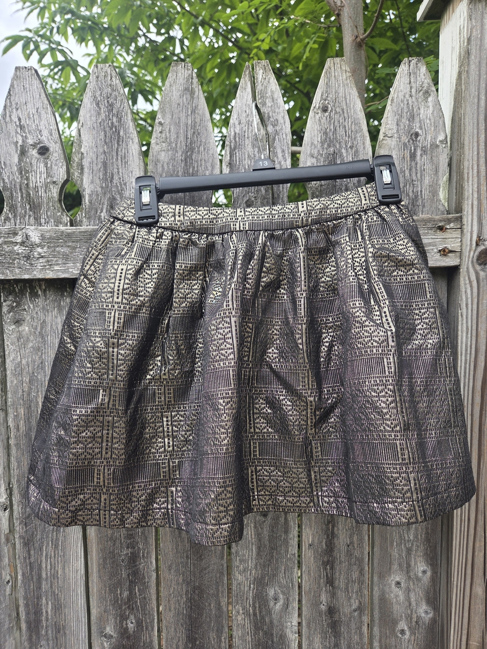 Topshop Metallic Black & Gold Patterned Women’s Skirt